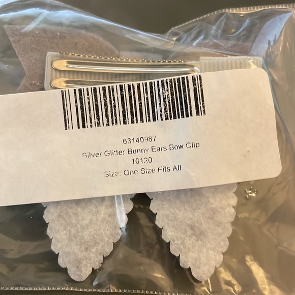 DONATED TO SCHOOL: Silver Sparkle Bunny Ear Bow Hair Clip Girls Easter - Picture 4 of 7